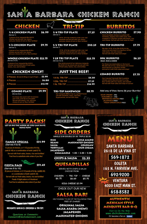 Menu at Santa Barbara Chicken Ranch