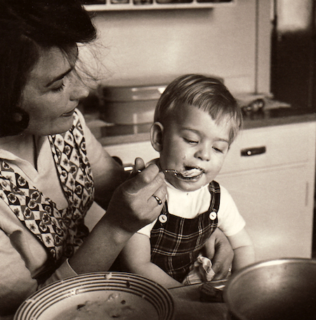 Mom tries to feed me from a soup plate