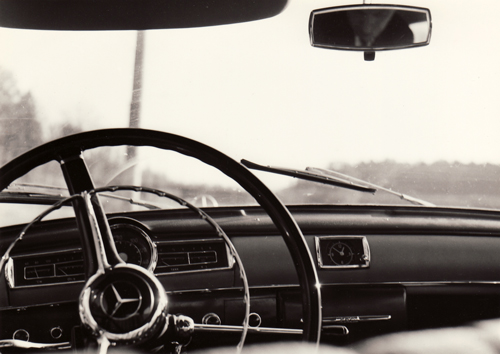 The steering-wheel in dad’s Mercedes-Benz