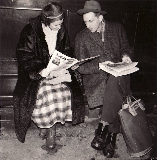 Mom and dad at the central railway station in Stockholm, Sweden