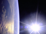 Earth with sunburst