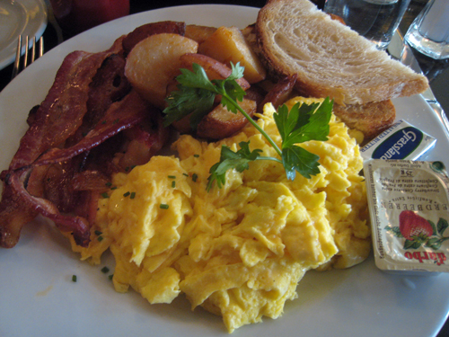Scrambled eggs and bacon