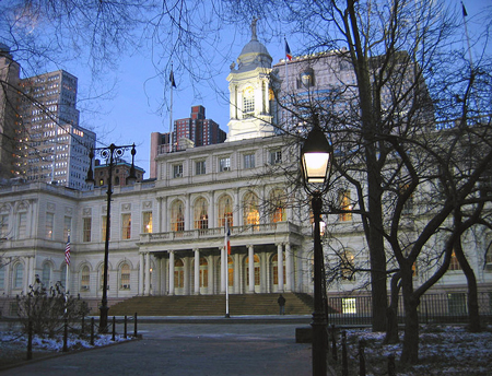 New York City Hall by night