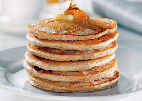 Pancakes with maple syrup and butter