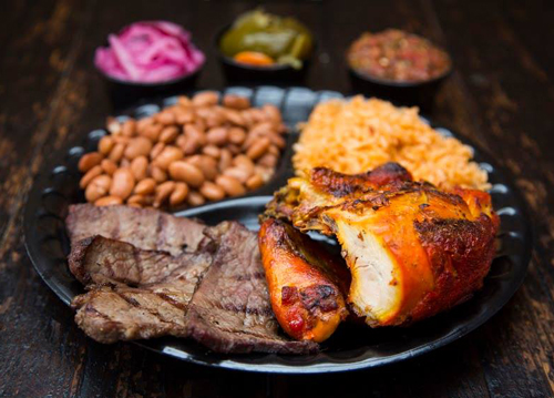 Tri-tip with rice beans and tortillas