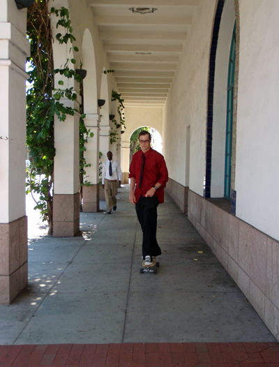 Skateboard dude at W. Ortega St. in Santa Barbara